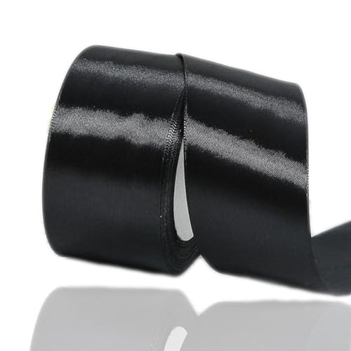 Satinband Schwarz 50mm, 22 Meters Dekoration Geschenkband breit Schleifenband, Stoffband für Hochzeit, Taufe und Geburtstag Geschenke von AHOMAME