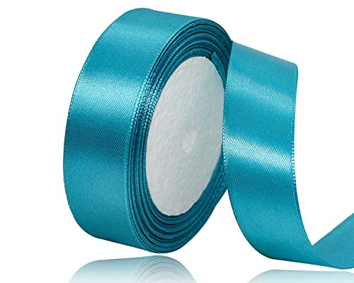 Satinband Türkis 25mm, 22 Meters Dekoration Geschenkband breit Schleifenband, Stoffband für Hochzeit, Taufe und Geburtstag Geschenke von AHOMAME