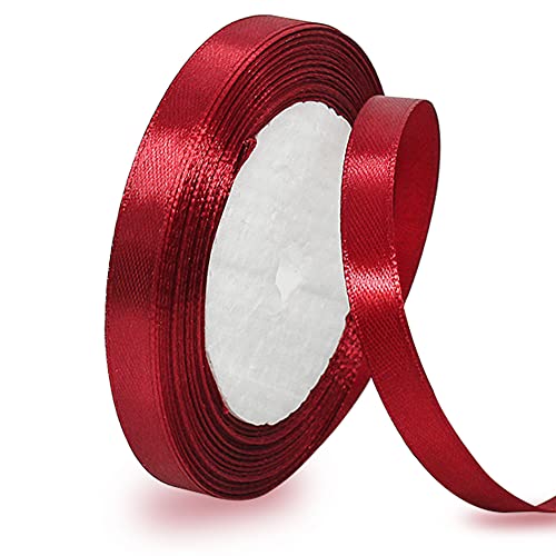 Satinband Weinrot 10mm, 22 Meters Dekoration Geschenkband breit Schleifenband, Stoffband für Hochzeit, Taufe und Geburtstag Geschenke von AHOMAME