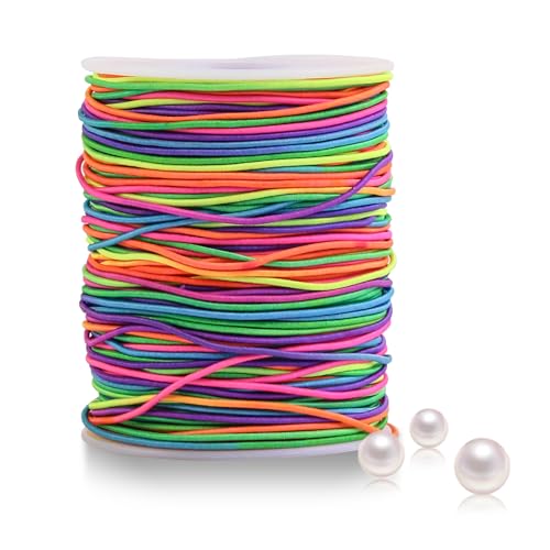 Elastisches Gummiband Für Armbänder 1mm Nylonschnur Band 100 M Perlenschnur Elastischer Faden Gummischnur Für Armbänder DIY Handwerk Halsketten,Handwerk (Regenbogen) von AHPYEUHK