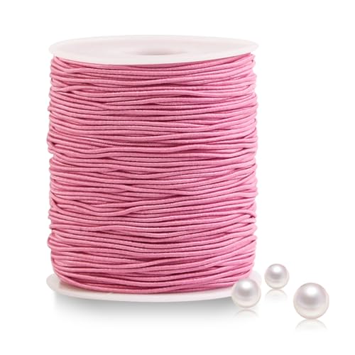 Elastisches Gummiband Für Armbänder 1mm Nylonschnur Band 100 M Perlenschnur Elastischer Faden Gummischnur Für Armbänder DIY Handwerk Halsketten,Handwerk (Rosa) von AHPYEUHK