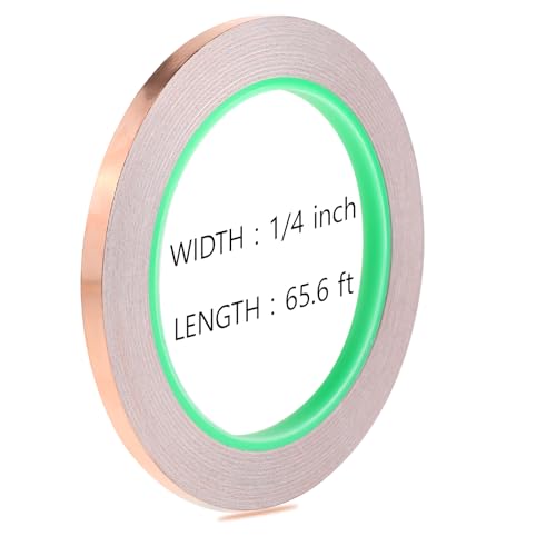 1 Rolle Kupferband Selbstklebend,20mX6mm Kupferfolie Klebeband Selbstklebend,Leitfähig Copper Foil Tape,Kupferfolienband Gegen Schnecken,für Emi Abschirmung Schneckenschutz Elektro Reparatur Basteln von AHQiZFX