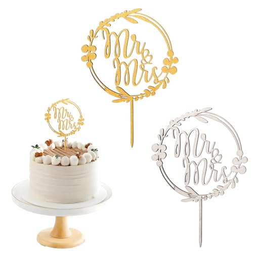 2 STK Holz Cake Topper Hochzeit,Tortendeko Hochzeit,Tortenstecker Hochzeit Mr & Mrs,Liebe Hochzeitstorte Deko,Mr Mrs Cake Topper Kuchendeko,Hochzeitstorte Topper für Hochzeit Jubiläum Verlobung Antrag von AHQiZFX