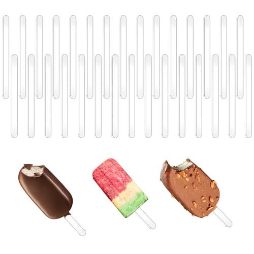 AHQiZFX 30 Stück Acryl-Eis Am Stiel,11.5cm Acryl-Eisstange,Acryl Stäbchen,Wiederverwendbare Acryl-Kuchenstäbchen,Klare Eiscreme-Sticks,Cakesicle Stäbchen,für Hausgemachtes DIY Eis Kuchen Desserts von AHQiZFX