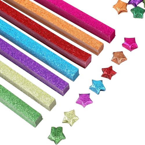 AHQiZFX 520 Blatt Origami Sterne Papier,Sterne Papierstreifen,Streifen Origami,Glücksstern Papierstreifen,Kunsthandwerk Sterne Papier,für Schule Bastelarbeiten DIY Deko Karten Geschenk-7 Farben von AHQiZFX