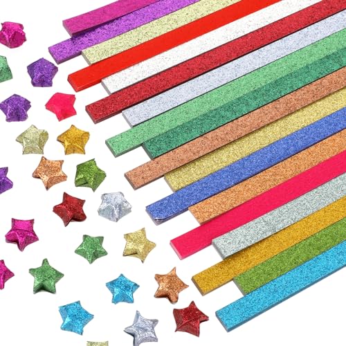 AHQiZFX 720 Blatt Origami Sterne Papier,Sterne Papierstreifen,Streifen Origami,Glücksstern Papierstreifen,Kunsthandwerk Sterne Papier,für Schule Bastelarbeiten DIY Deko Karten Geschenk-18 Farben von AHQiZFX