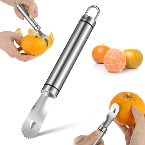 AHQiZFX Zitronen Zester Schäler,Edelstahl Orangen-Zitrusschäler,Zitronenschaber,Zestenschneider Reibe,Zitrusfrüchte Zester,Küchenschäler Werkzeug,Handheld Obst Orangenschäler,für Zitrusfrüchte von AHQiZFX