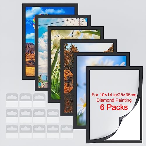 AHRITA 6 Packungen Diamond Painting Rahmen 25 x 35 cm, 5D Diamond Painting Bilderrahmen Selbstklebend Magnetisch, Picture Frames Schwarz von AHRITA