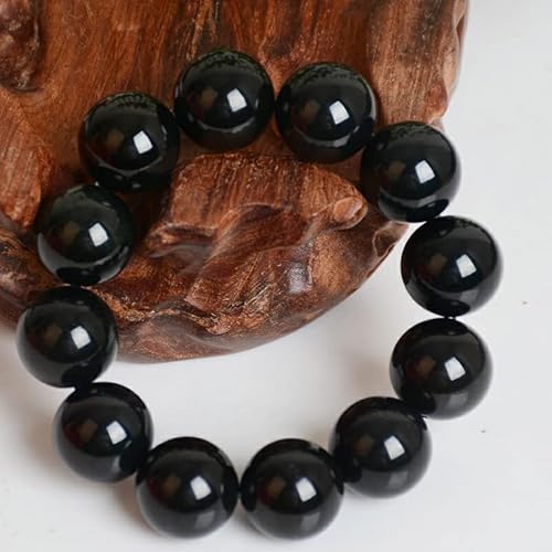 AHSKY 1 Stück 6-16 mm natürliches schwarzes Obsidian Armband buddhistisches Gebet Segen Blackstone Heilstein Kugel Perlen Schmuck Glücksgeschenk (Color : 10mm) von AHSKY