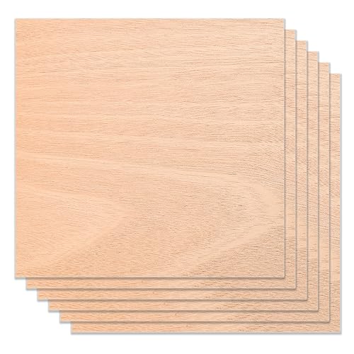 Mahagoni-Sperrholz, 30,5 x 30,5 cm, unlackiertes Holz, für Lasergravur, CNC-Schneiden, Basteln, Malerei, 6 Stück von AHTKrvin