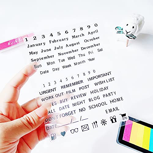 Datum Woche Monat Jahr Klare Stempel E-Mail Arabische Ziffern Transparent Siegel Klar Silikon Stempel für Urlaub Karten Herstellung Dekoration und Journaling DIY Scrapbooking Album DIY Handwerk von AHTOLS