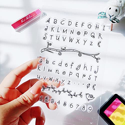 Zweig 26 Alphabet Klar Stempel Arabische Ziffern Muster Transparent Siegel Silikon Klar Stempel für Urlaub Karten Herstellung Dekoration und DIY Scrapbooking Album DIY Handwerk von AHTOLS