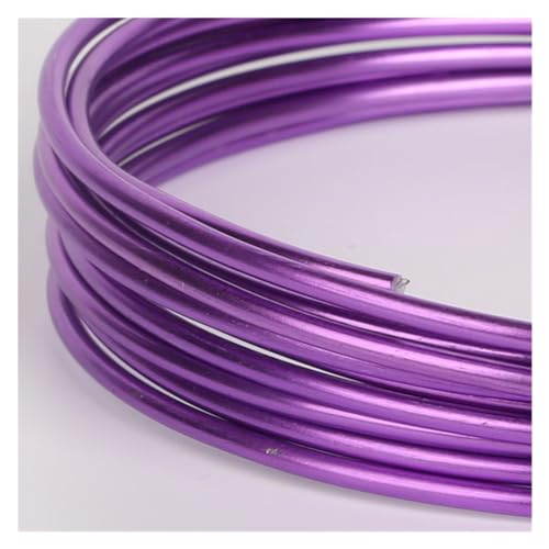 AHUFGN Aluminiumdraht 3–10 Meter 1/1,5/2/2,5 mm runder Aluminiumdraht Metallhandwerk Perlendraht zur Schmuckherstellung DIY-Zubehör(Purple,2mm 5meter) von AHUFGN