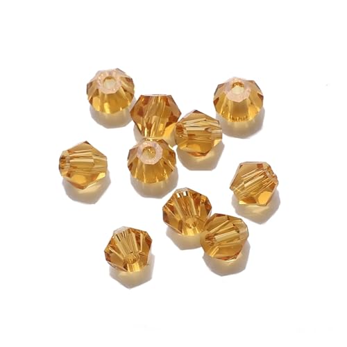 AHUFGN Kristall Bicone Perlen 2 3 4 6 8mm Glas Kristall Doppelkegel Perlen Schwarz Lose Spacer Facettierte Perlen for Frauen DIY Herstellung Von Schmuck Stickerei Zubehör(Gold,4mm 240pcs) von AHUFGN