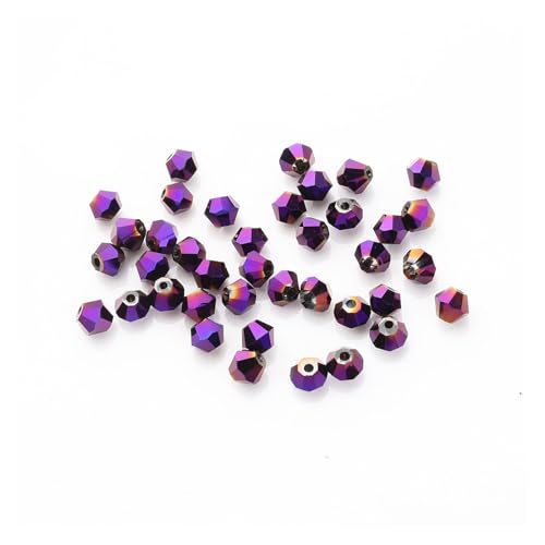 AHUFGN Kristall Bicone Perlen 2 3 4 6 8mm Glas Kristall Doppelkegel Perlen Schwarz Lose Spacer Facettierte Perlen for Frauen DIY Herstellung Von Schmuck Stickerei Zubehör(Purple-01,6mm 40pcs) von AHUFGN