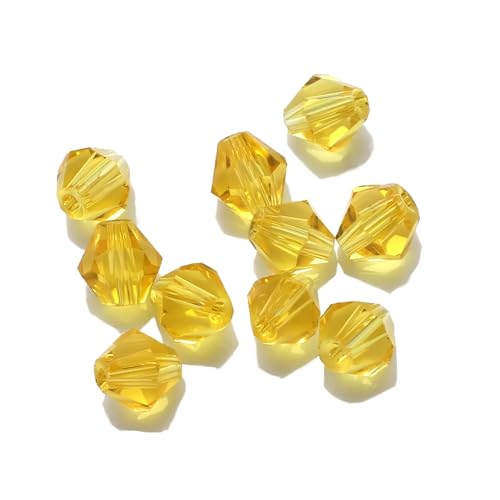 AHUFGN Kristall Bicone Perlen 2 3 4 6 8mm Glas Kristall Doppelkegel Perlen Schwarz Lose Spacer Facettierte Perlen for Frauen DIY Herstellung Von Schmuck Stickerei Zubehör(Yellow,4mm 240pcs) von AHUFGN