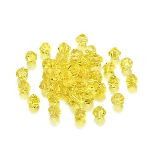 AHUFGN Kristall Bicone Perlen 200 Stück 3 mm AB-Farbe glänzende facettierte Glasperlen lose Abstandshalter Doppelkegel-Kristalle Perlen for DIY-Armbänder Schmuckherstellung Zubehör(Lemon Yellow) von AHUFGN