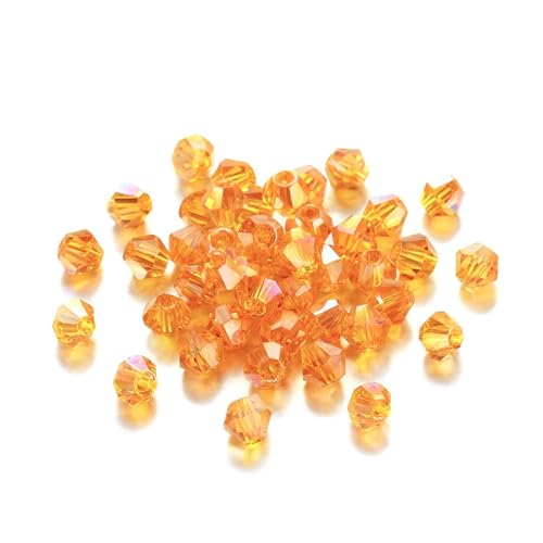 AHUFGN Kristall Bicone Perlen 200 Stück 3 mm AB-Farbe glänzende facettierte Glasperlen lose Abstandshalter Doppelkegel-Kristalle Perlen for DIY-Armbänder Schmuckherstellung Zubehör(Orange Yellow) von AHUFGN