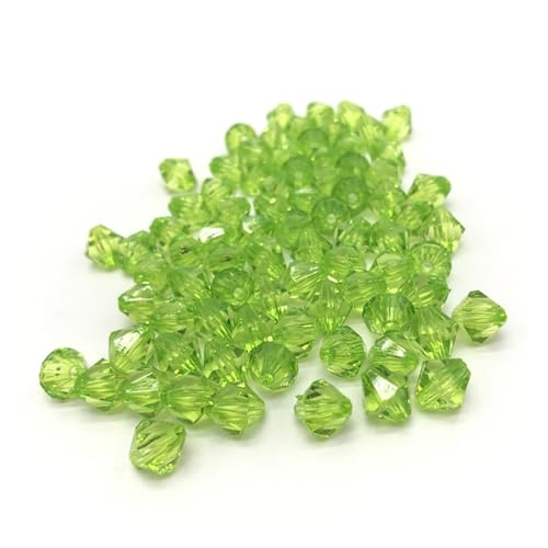 AHUFGN Kristall Bicone Perlen 6mm 8mm 10mm facettierte Doppelkegel-Kristall-Acryl-Perlen, lose Abstandshalter, runde Perlen for Selbermachen, Schmuckherstellung(Green,8mm 100pcs) von AHUFGN