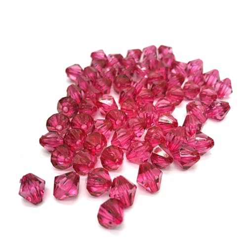 AHUFGN Kristall Bicone Perlen 6mm 8mm 10mm facettierte Doppelkegel-Kristall-Acryl-Perlen, lose Abstandshalter, runde Perlen for Selbermachen, Schmuckherstellung(Rose,8mm 100pcs) von AHUFGN