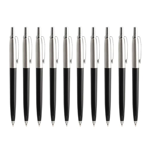 AHUFGN Kugelschreiber 10 Teile/Satz Metall Kugelschreiber Automatische Kugelschreiber G2 Nachfüllung Schwarz Blau Tinte for Schule Büro 0,7mm(10Pcs Black Pens,Black) von AHUFGN