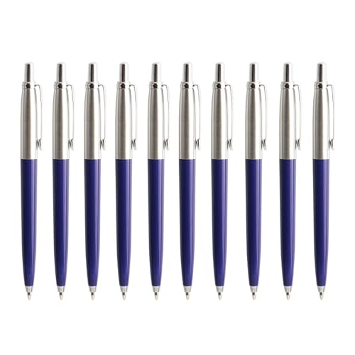 AHUFGN Kugelschreiber 10 Teile/Satz Metall Kugelschreiber Automatische Kugelschreiber G2 Nachfüllung Schwarz Blau Tinte for Schule Büro 0,7mm(10Pcs Blue Pens,Black) von AHUFGN