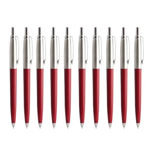 AHUFGN Kugelschreiber 10 Teile/Satz Metall Kugelschreiber Automatische Kugelschreiber G2 Nachfüllung Schwarz Blau Tinte for Schule Büro 0,7mm(10Pcs Red Pens,Black) von AHUFGN