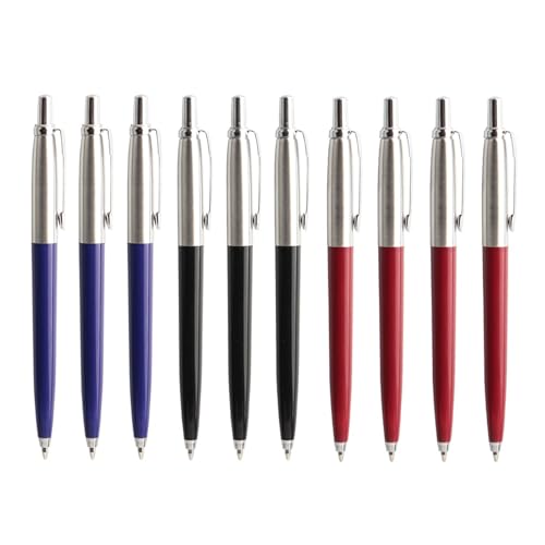 AHUFGN Kugelschreiber 10 Teile/Satz Metall Kugelschreiber Automatische Kugelschreiber G2 Nachfüllung Schwarz Blau Tinte for Schule Büro 0,7mm(3Blue-3Black-4Red,Black) von AHUFGN