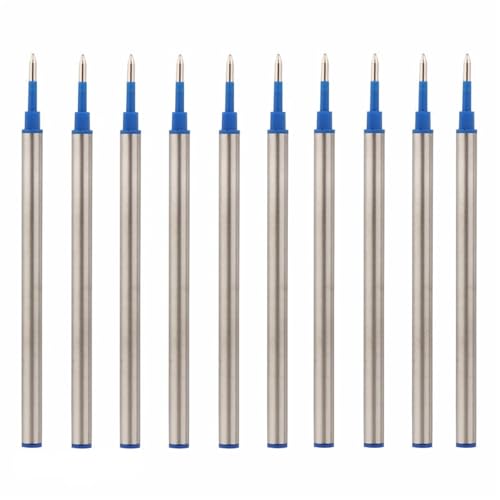 AHUFGN Kugelschreiber 111 mm blau-Schwarze Farbtintenminen for Tintenroller, 0,5 mm Spitze, Büro- und Schreibwaren(10pcs Blue) von AHUFGN