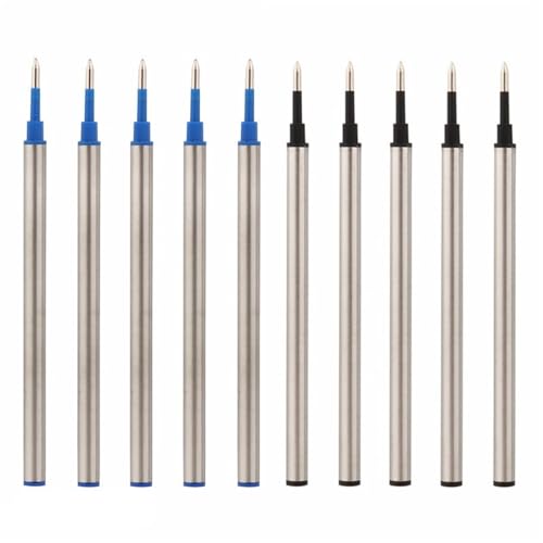 AHUFGN Kugelschreiber 111 mm blau-Schwarze Farbtintenminen for Tintenroller, 0,5 mm Spitze, Büro- und Schreibwaren(10pcs Blue Black) von AHUFGN