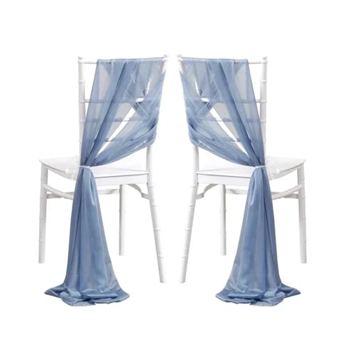 AHUFGN Stuhlschleifen 10/50 Stück 17x250cm Salbeigrün Chiffon Stuhlschärpen 12er Set Schärpen Hochzeit Stuhlhussen Band Hochzeitsfeier Gang Stuhl Dekor(Grey Blue,50pcs) von AHUFGN