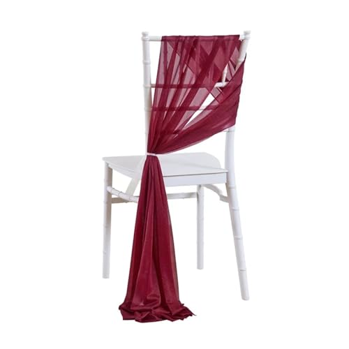 AHUFGN Stuhlschleifen 10er-Set Stuhlschärpen aus Chiffon for Hochzeiten, Stuhldekorationen for den Gang, Partys, Bankette, Veranstaltungen, Babypartys, 17 x 250 cm lang(Burgundy) von AHUFGN