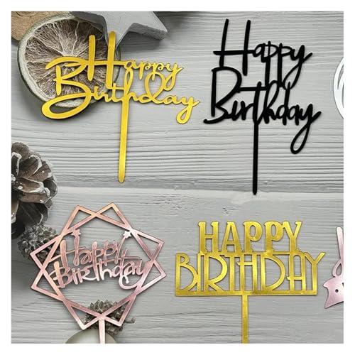 AHUFGN Tortendekoration 10 Pcs Glücklich Geburtstag Kuchen Topper Rosa Gold Silber Kinder Männer Frauen Kuchen Dekorationen for Liefert(10 Style 1) von AHUFGN