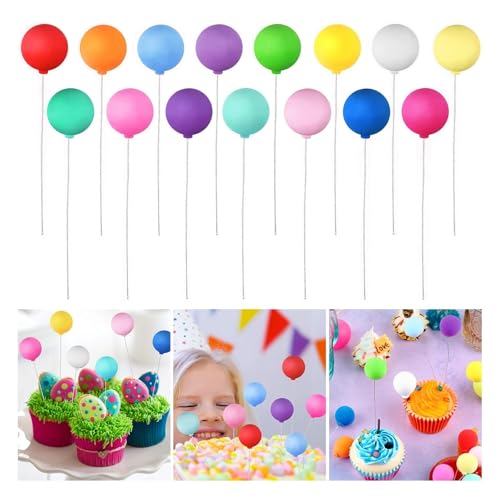 AHUFGN Tortendekoration 30Pcs Kuchen Topper Mini Bunte Ballon Kuchen Picks Wiederverwendbare Runde Form Cupcake Topper Kuchen Decora von AHUFGN