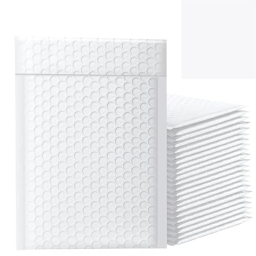 Luftpolsterumschläge 100 Stück holografische Versandtaschen, gepolsterte Poly-Blasen-Versandumschläge for Verpackungen, selbstklebende Versandtaschen, Luftpolsterpolsterung(100pcs White,11*15cm) von AHUFGN