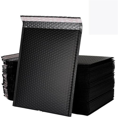 Luftpolsterumschläge 100 Stück holografische Versandtaschen, gepolsterte Poly-Blasen-Versandumschläge for Verpackungen, selbstklebende Versandtaschen, Luftpolsterpolsterung(100pcs black,15*18cm) von AHUFGN