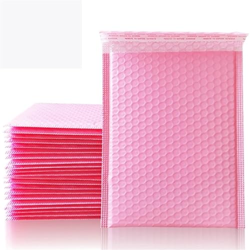 Luftpolsterumschläge 100 Stück holografische Versandtaschen, gepolsterte Poly-Blasen-Versandumschläge for Verpackungen, selbstklebende Versandtaschen, Luftpolsterpolsterung(100pcs pink,11*15cm) von AHUFGN