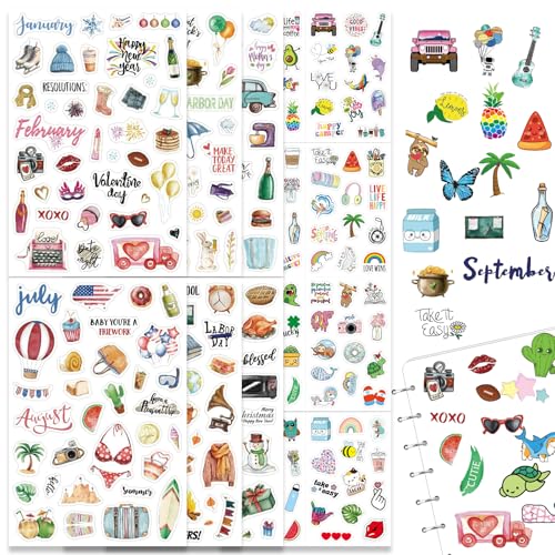 AIBAOBAO Sticker Jahreszeiten 10 Pcs Sticker Set 318 Motive Sticker Frühling Sommer Herbst Winter Scrapbook Aufkleber für Fotoalbum Bullet Journal Zubehör Deko Kinder Erwachsene Basteln Geschenke von AIBAOBAO