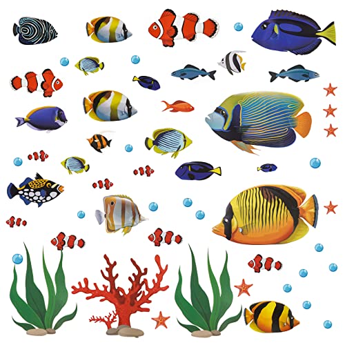 AIBAOBAO Wandtattoo Unter dem Meer Wandsticker Tropischer Fisch, Korallenriff Fisch Wandtattoo Wandsticker Wandaufkleber Wanddeko für Wohnzimmer Schlafzimmer Kinderzimmer von AIBAOBAO