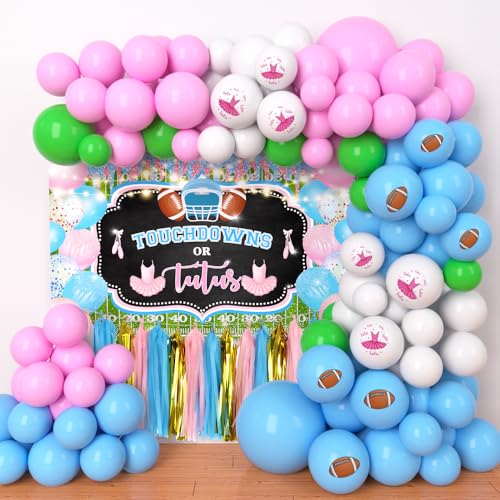 AIBIIN Touchdowns oder Tutus Gender Reveal Party Dekorationen, Fußball Gender Reveal Dekorationen Hintergrund Ballon Girlande Banner Tischdekoration Supplies von AIBIIN