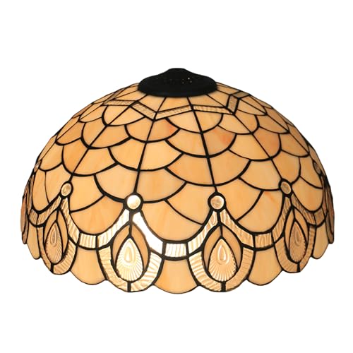 AIBOTY Tiffany 16 Zoll Buntglas Lampenschirme Ersatz, nur handgemachte beige Kristall Phoenix Rückleuchte Schirm, Vintage Peacock Rücklicht Abdeckung Fit für Tischlampe Stehleuchte Pendelleuchte von AIBOTY