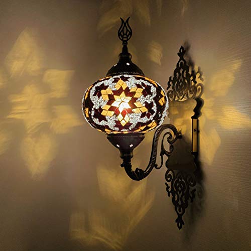 AIBOTY Türkische marokkanische Wandleuchte Lampe mit 7 Zoll Mosaik Glas Kugel, handgemachte Tiffany Stil Buntglas Kugel mit handgeschnittenen bunten Glasperlen Laterne Wandleuchte,F von AIBOTY