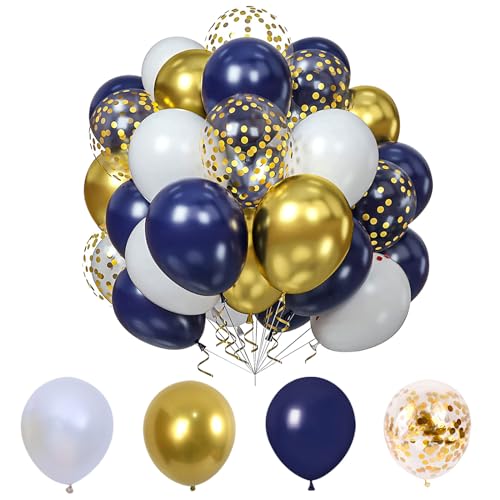 Gold Blau Weiß Luftballons und Gold Konfetti Ballons für Baby Shower Geburtstag Hochzeit Weihnachten Neujahr Party Dekoration von AIBYGHCEL