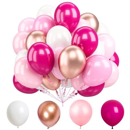 Rosa weiße Luftballons und metallisch rosa Luftballons für Abschlussfeier, Hochzeit, Geburtstag, Babyparty, Party-Dekorationen von AIBYGHCEL