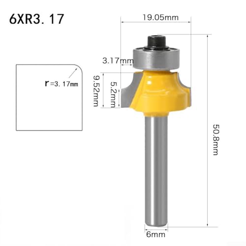 AIDNTBEO R3.17 Hochleistungsfräser für Holzarbeiten, 6 mm Schaft mit Lager von AIDNTBEO