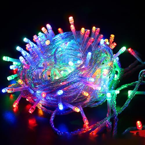 AIDNTBEO Weihnachtsbaum-Lichterkette, 200 LEDs, für den Außenbereich, netzbetrieben, wasserdicht, für Innen- und Außenbereich, Garten, Weihnachtsdekoration (rot (bunt) von AIDNTBEO