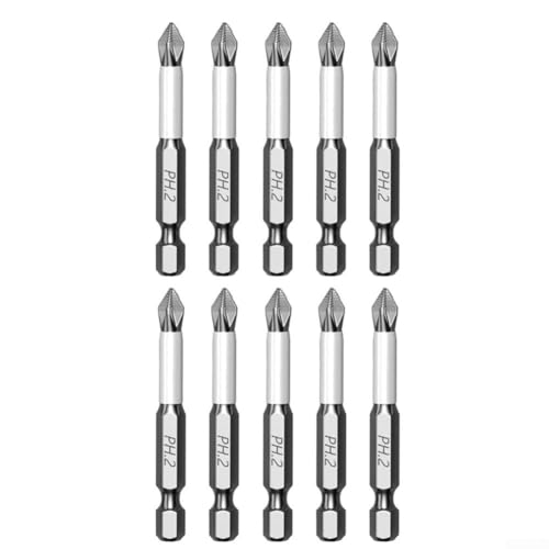 Magnetisches, rutschfestes Kreuz-Schraubendreher-Bit-Set, 10-teilig, für verbesserte Bohrleistung (50 mm) von AIDNTBEO