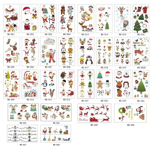 Aufkleber Weihnachten 30 Blatt, Kerzentattoos Weihnachten, Weihnachtssticker Selbstklebend, Sticker Weihnachten Etiketten, Für Geschenkverpackung, Weihnachtsdekoration Usw von AIDODIA