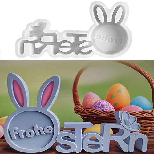 Silikonformen Gießformen Ostern,Silikonform Osterform, Osterhasenform Fröhliche Ostern Buchstaben Silikonform Ostern Gipsform Hasenform Silikon Osterhase Silikonform von AIDODIA