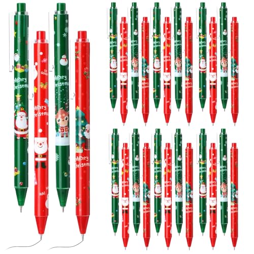 AIEIK 24 Stück Weihnachts Kugelschreiber - 0.5mm Druckkugelschreiber für Studenten, Kinder, Weihnachten Party Geschenke Bag Fillers von AIEIK